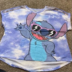 Disney Stitch Juniors' Sunglasses Reflective Graphic T-Shirt